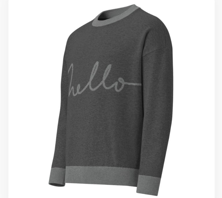 Hello - Relaxed Fit Knitted Crew Neck Sweater