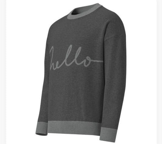 Hello - Relaxed Fit Knitted Crew Neck Sweater