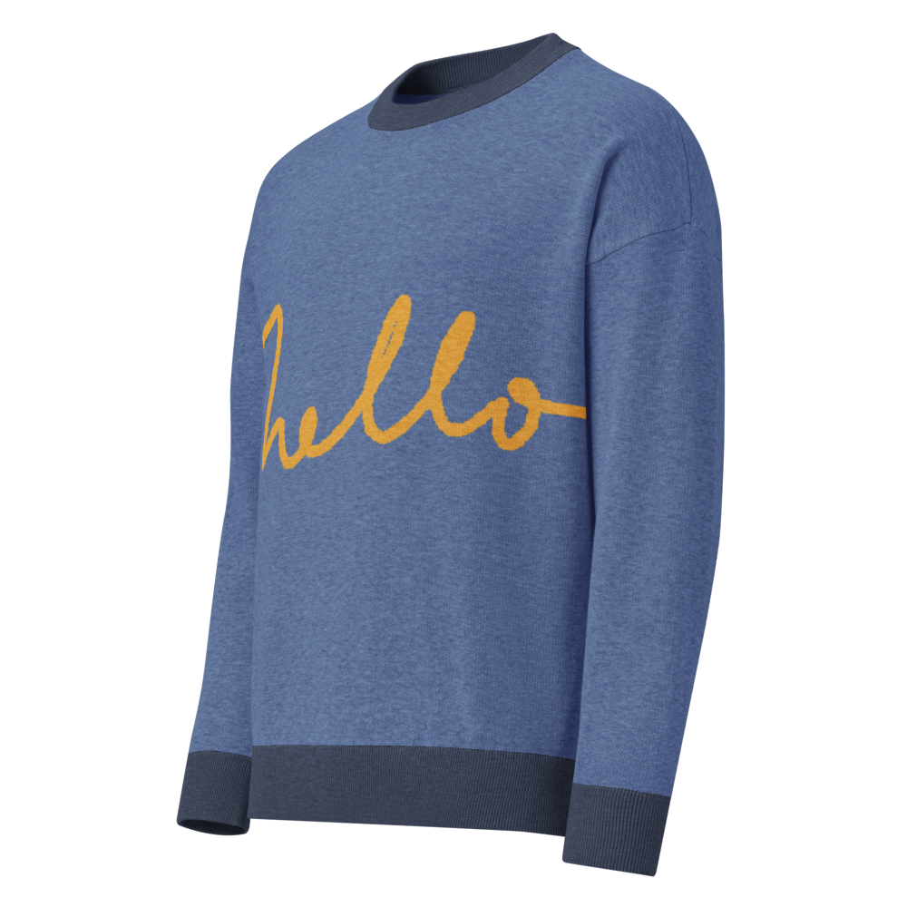 Hello - Relaxed Fit Knitted Crew Neck Sweater