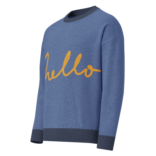 Hello - Relaxed Fit Knitted Crew Neck Sweater